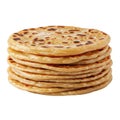 Stack of golden parathas isolated on transparent background Royalty Free Stock Photo
