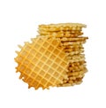 A stack of golden round waffles isolated. Royalty Free Stock Photo