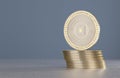 Stack of golden and silver coins as example for virtual crypto currency, bitcoin and blockchain technology Royalty Free Stock Photo