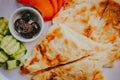 Stack of gozleme on the plate Royalty Free Stock Photo