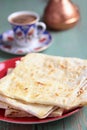 Stack of gozleme on a plate