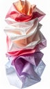 Stack of Gradient Colored Tissue Paper on White Background Still Life Royalty Free Stock Photo