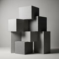 A stack of gray concrete cubes arranged haphazardly against a plain background Royalty Free Stock Photo