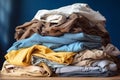 Fabric dirty trousers textile cloth background pile stack laundry clean blue wardrobe winter washing