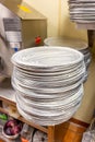 Stack of pizza pans Royalty Free Stock Photo
