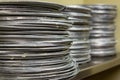 Stack of pizza pans Royalty Free Stock Photo
