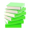 Stack of green glossy books isolated