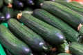 Stack of Green Long Cucumbers background or texture Royalty Free Stock Photo