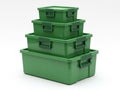 Stack of green plastic containers isolated on white background Royalty Free Stock Photo