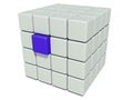 Stack of grey cubes and a unique blue