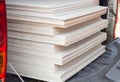 The stack of gypsum board for construction