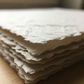 Stack of handmade paper sheets, featuring textured surfaces and irregular Royalty Free Stock Photo