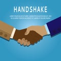 Handshake in flat style. Symbol of welcome handshake happy partnership deal success 