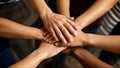 Stack of hands showing unity and teamwork Royalty Free Stock Photo