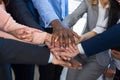 Stack Of Hands, Teamwork Concept, Business People Group Joining Arms In Pile, Diverse Team Of Businesspeople Working Royalty Free Stock Photo