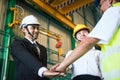 stack hands teamwork  in factory Royalty Free Stock Photo