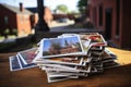 a stack of handwritten postcards ready to be mailed