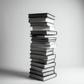A stack of hardcover books in black and white, arranged vertically against a plain Royalty Free Stock Photo