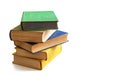 Stack of hardcover books on a white background, a place to insert your text Royalty Free Stock Photo
