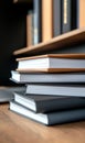 Stack of Hardcover Books on Wooden Desk Royalty Free Stock Photo