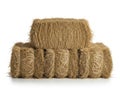 Stack of hay bales isolated on white background Royalty Free Stock Photo