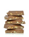 A stack of hazelnut chocolate chunks Royalty Free Stock Photo