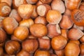 Stack of hazelnuts background