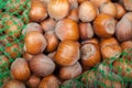 Stack of hazelnuts background Royalty Free Stock Photo