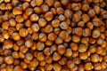 Stack of hazelnuts. Hazelnut background Royalty Free Stock Photo