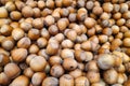 Stack of hazelnuts on a market stall