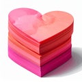 Stack of Heart Shaped Paper in Pink and Red Gradient Tones Royalty Free Stock Photo