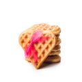 Stack of heart shaped waffles Royalty Free Stock Photo