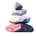 Stack of heavy rocks balancing precariously, isolated on a clean white background Royalty Free Stock Photo