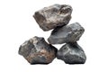 Stack of heavy rocks balancing precariously, isolated on a clean white background Royalty Free Stock Photo