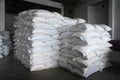 Stack hemp sacks of rice Royalty Free Stock Photo