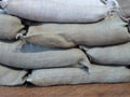 Stack of Hessian jute sacks Royalty Free Stock Photo