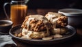 A stack of homemade caramel bread, a sweet indulgence generated by AI