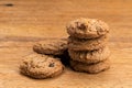 Stack of homemade delicious chocolate chip butter cookies Royalty Free Stock Photo