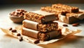 Homemade Granola Bars with Nuts and Honey, Healthy Snack Concept