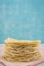 Stack of Homemade Tortillas on Orange Napkin Royalty Free Stock Photo