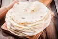 Stack of homemade wheat tortillas