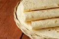 Stack of homemade whole wheat flour tortillas