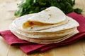 Stack of homemade whole wheat flour tortillas