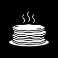Stack of hot pancakes dark mode glyph icon