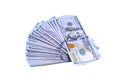 Stack of hundred dollar bills isolated Royalty Free Stock Photo