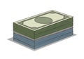 A stack of illustrated money, resembling US dollar bills, is depicted Royalty Free Stock Photo