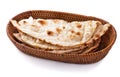 Stack of indian naan bread in small basket Royalty Free Stock Photo