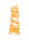 Stack of irregular shape crunchy potato chips Royalty Free Stock Photo