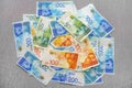 Stack of Israeli money notes. New Israeli Shekel series C Royalty Free Stock Photo