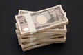 Stack of Japanese yen. 10,000 yen bundle of bills. Royalty Free Stock Photo